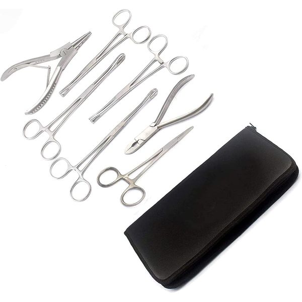 Lot of 8 Pieces Professional Body Piercing Tool Kit with/Case by G.S Online Store