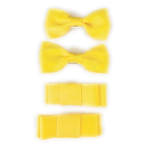 Yellow 4 small Bows 2 inches wide barrette alligator hair clip set of 4 bows ribbon bows