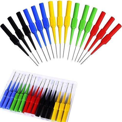 RUNCCI-YUN Pack of 15 Test Probe, Multimeter Test Probe, Removable Probe, Multimeter, Test Lead Probe, Insulation Piercing, Needle, Banana Plug, Cable Probe, for Digital Multimeter