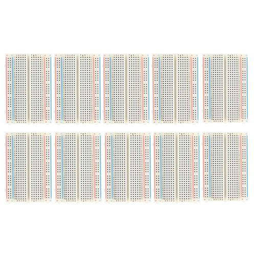 KKHMF 10pcs 400 Holes Mini Breadboard Laboratory Board Jumper Wire Power Rail 8.4*5.5CM for Arduino