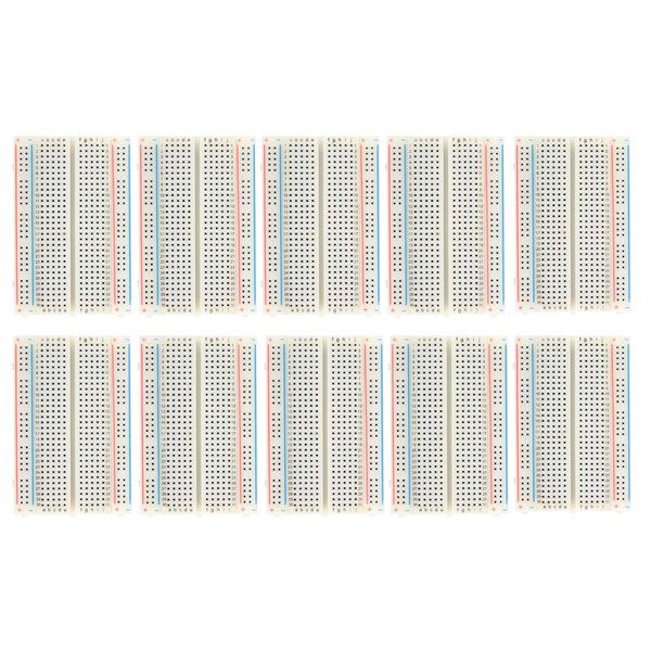 KKHMF 10pcs 400 Holes Mini Breadboard Laboratory Board Jumper Wire Power Rail 8.4*5.5CM for Arduino