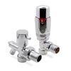 Angled Chrome Thermostatic Valve & Drain Off for Radiators & Towel Rails (Pair)
