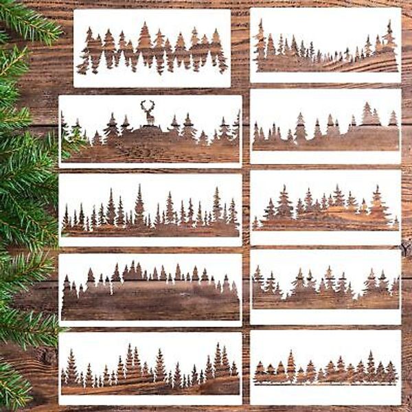 Pine Tree Stencils Stencil Forest Wood Burning Stencils...