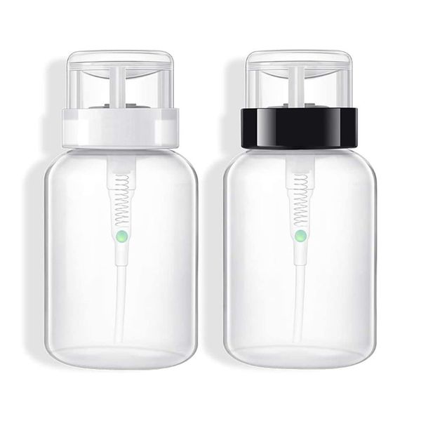 Kingsie Nail Cleaner Bottle 200ml 2 Pack Pump Dispenser Alcohol Bottle Liquid Bottle Gel Cleaner Nail Remover Container