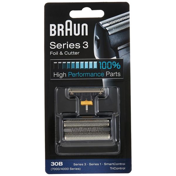 Braun Series 3 Electric Shaver Replacement Foil and Cutter, Maintain Peak Performance, Compatible With Old Generation Series 3 & Series 1, 30B, Black