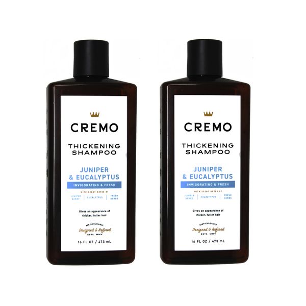 2 Pack - Cremo Juniper & Eucalyptus Barber Grade Thickening Shampoo, 16 Fl Oz