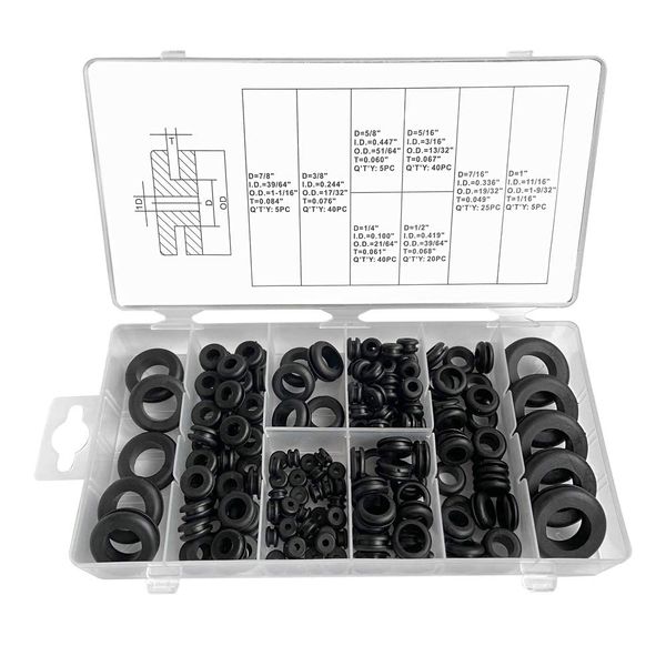 MOLATE Grommet Set 180 Pcs 8 Sizes Wire Rings Cable Grommet Kit Articulating Rings Wire Protection