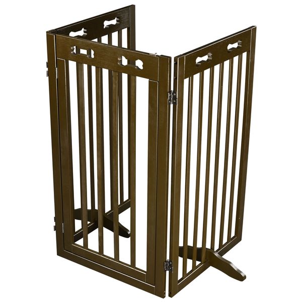 3 Panel Wood Folding Indoor Pet Dog Baby Gate Freestanding Safe Playpen Fence