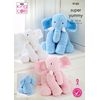 King Cole Super Yummy Knitting Pattern Stuffed Elephant Toys (9185)