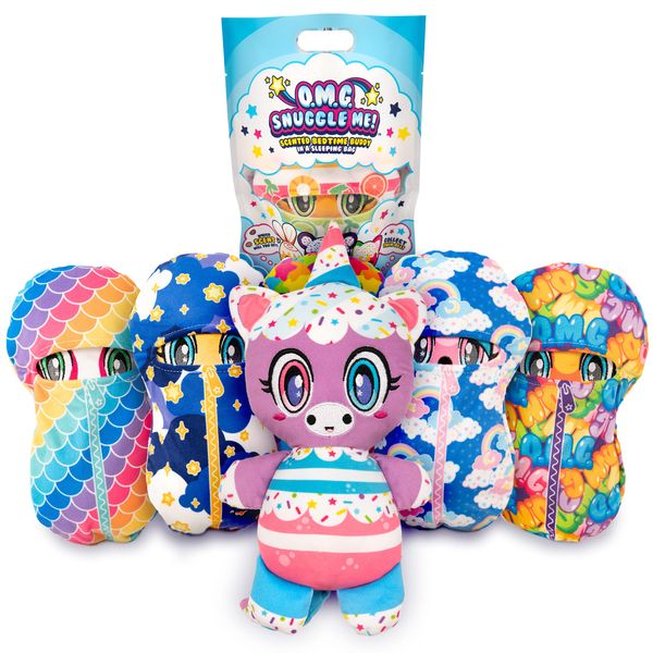 Scentco OMG Snuggle Me! Bedtime Buddies (Sleeping Bag Series), Scented Surprise Collectible 10 inch Plush Toys (Mystery Blind Bag)