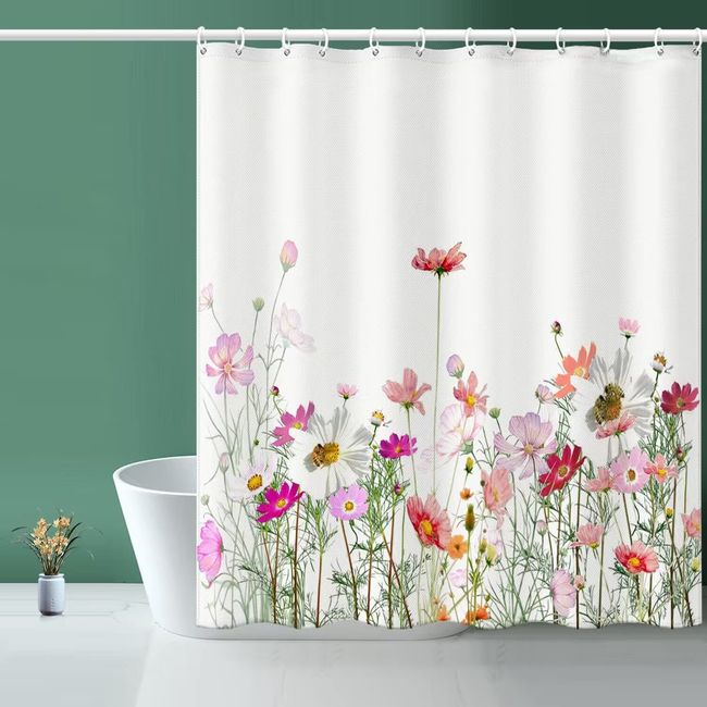 Niidder Shower Curtain, Flower Shower Curtain, Waterproof Bathroom Shower Curtains, -72 "W x 72" L/Shower Curtains for Bathroom,Cloth Shower Curtain with 12 Hooks