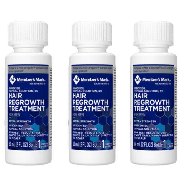 Member's Mark Minoxidil 5% Men Hair Regrowth Treatment Bottle 60g x 3