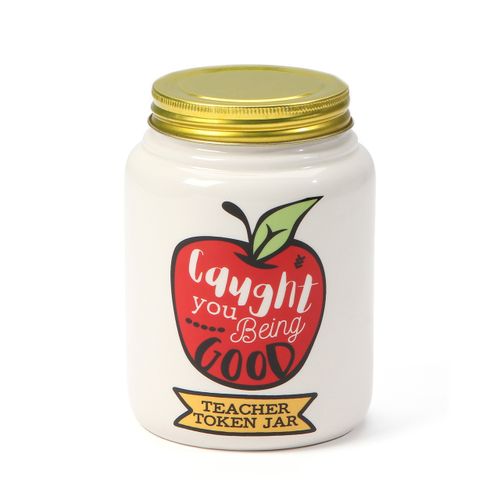 Enesco Our Name is Mud “Teacher’s Good Tokens” Ceramic Jar, White