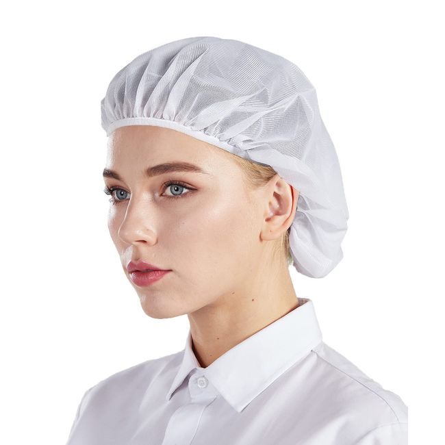 Nanxson 5Pcs Bouffant Caps,Food Service Hair Nets,Hair Head Cover Net for Factory, Kitchen, Factory Warehouse Worker CF9047 (White, One Size)