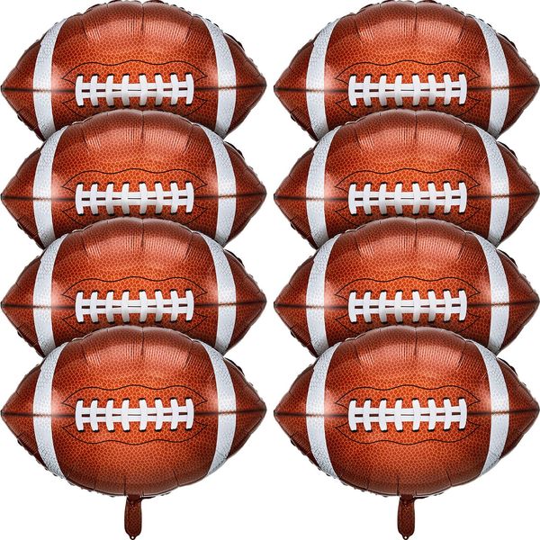 Football Balloons Football Party Balloons Football Shaped Aluminum Foil Balloons for Sport Themed Football Themed Birthday Party Decor, 26 Inch(8 Pieces)