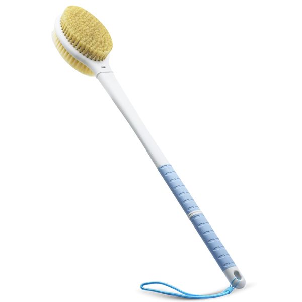 Shower Brush with Soft and Stiff Bristles,20.5" Extra Long Handle Dual-Sided Back Scrubber Bath Brush Body Exfoliator for Wet or Dry Brushing (Extra Long Handle)