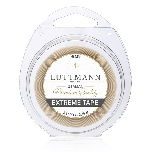 LUTTMANN Extreme Tape 25 mm Premium Quality Extreme Hold Adhesive Tape Adhesive Roll Lace Front Transparent for Hair Systems, Hairpieces, Wigs, Toupets & Extensions