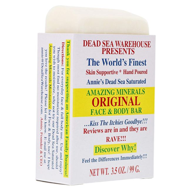 Dead Sea Warehouse – Amazing Minerals Original Face & Body Bar – 3.5 OZ – Dead Sea Salt Soap – All Natural – Soothes & Supports Healthy Skin – Vegan