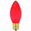 **25 Pack** 7 Watt C9 Ceramic Red Incandescent Light Bulb, Intermediate Base