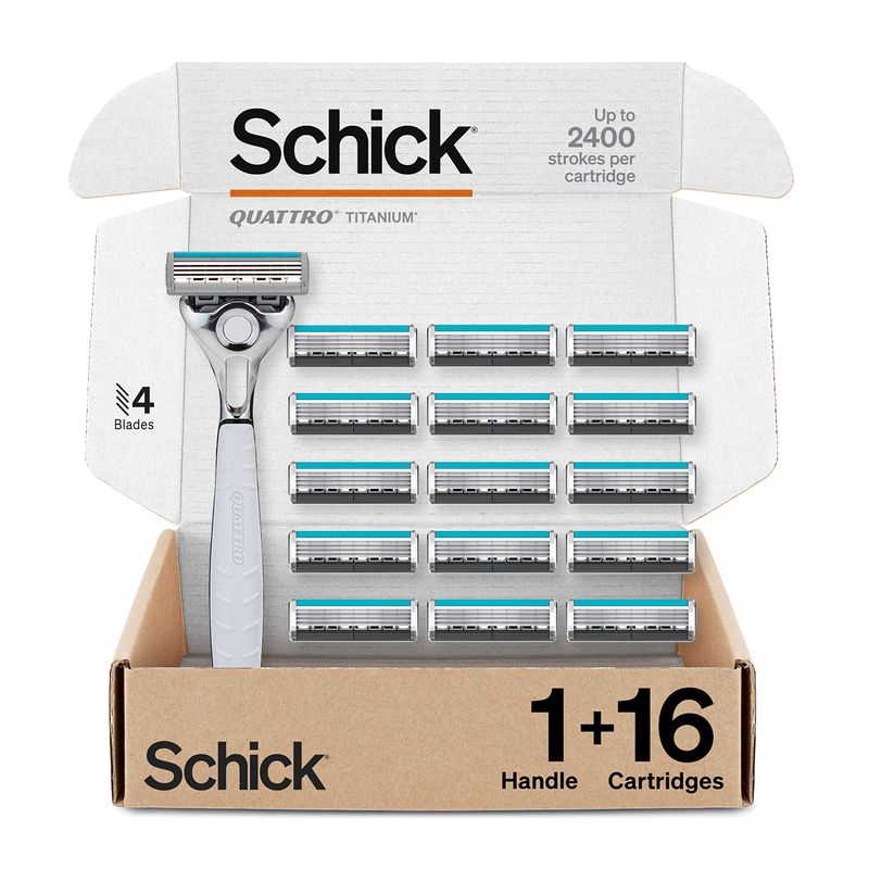 Schick Quattro Titanium for Men With 1 Razor and 16 Razor Blades ...