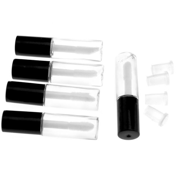 Micro Trader 5 X 1.2ml Black Cap Empty Lip Gloss Tubes Transparent Bottles Travelling