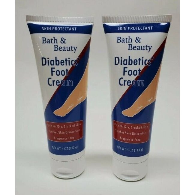 2X Diabetics Foot Cream Skin Protectant Relieves Dry Cracked Skin 4 oz Each