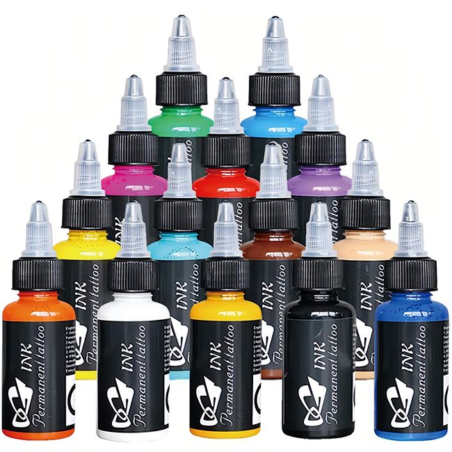 BAODELI Tattoo Ink Set of 14 Colors - Permanent 3D Tattoo Pigment, Tattoo Dye with 14 Shades for Vibrant Creative Ink Art