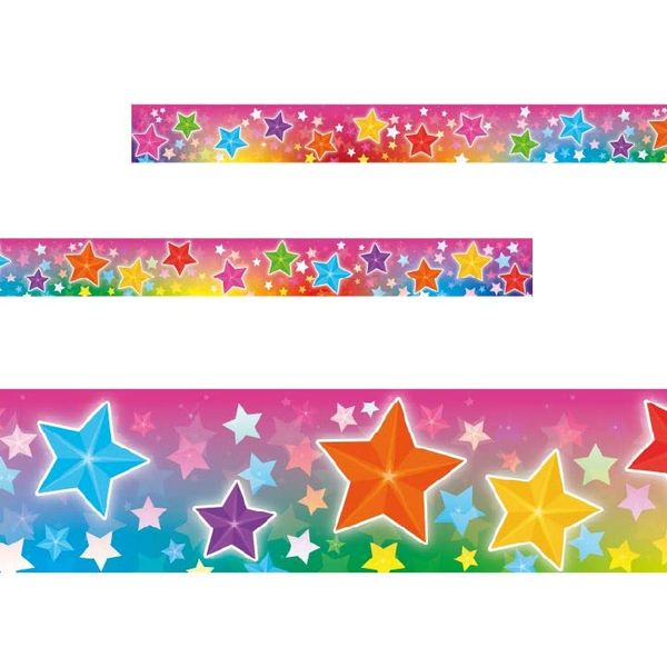 Rainbow Stars Classroom Trimmers 14.25m long Notice Board Display Borders