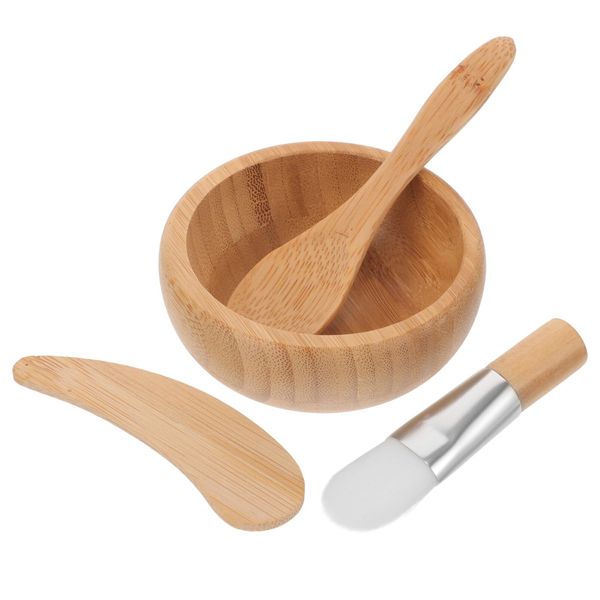 NOLITOY 1 Set Face Mask Mixing Bowl Set Wooden Facemask Mixing Tool Sets with Facial Mask Bowl Stick Spoon Silicone Brush