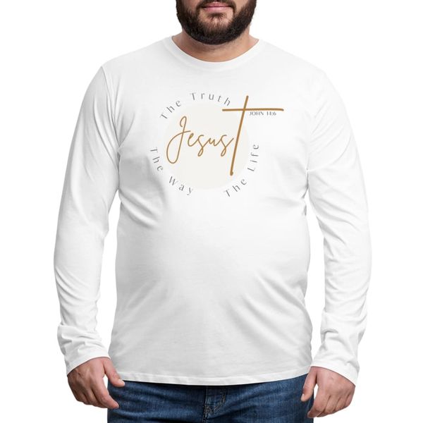 Mens Graphic Tee, Jesus the Truth the Way the Life, Long Sleeve Shirt - white / L