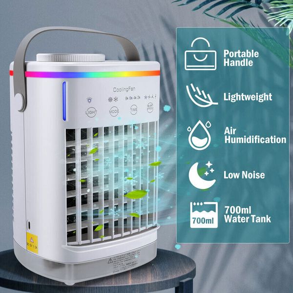 Portable Air Conditioner Fan Household Hydrocooling Water Mist Cooler LED Light