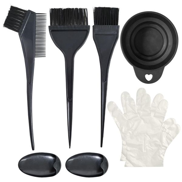 7pcs Hair Dye Bowl and Brush Kit | Includes Hair Tinting Bowl, Hair Dye Brush, Ear Cover, Hair Dye Gloves | Hair Highlighting Kit for DIY Salon | Hair Dye Brush and Bowl Set | Highlights Hair Dye Kit