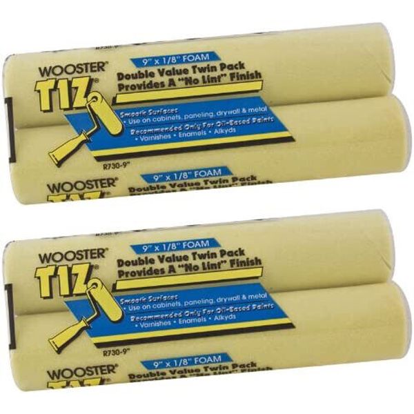 Wooster Genuine 9" Tiz 4 Pack Foam Roller Cover, R730-9-2PK