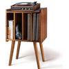 Versatile Acacia Record Holder & Stylish Side Table - Holds 100 Vinyl Records