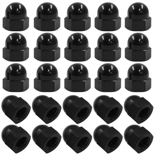 Moicstiy 25 Pcs M10 Acorn Cap Cover Nuts Plastic Hex Head Bolt Screw Protection Cover Caps(Black)