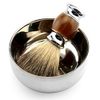 Grandslam Shaving Bowl and Brush Kit, Stainless Steel Shaving Bowl With Mirror and Lid, Wide Mouth, Shaving Kit For Men