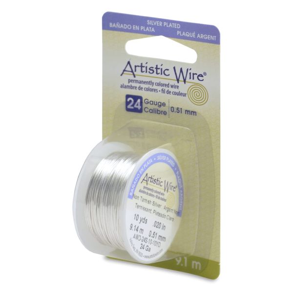 Artistic Wire-Colored Wire, 24 Gauge 10 Yards/Pkg, Natural Non-Tarnish Silver