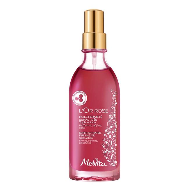 Melvita Pink Fit Body Oil, 3.4 fl oz (100 ml), Organic Cosmetics, Massage Oil, Skin Tightening, Moisturizing, Hari Pink Oil, Cranberry, Pink Pepper, Black Pepper, Spicy Citrus Scent