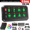 RGB 8 Gang Switch Panel On-Off LED Light Car Switch Panel Circuit Control 12-24V