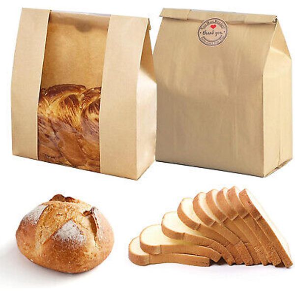 Pack of 35 Paper Bread Bags for Homemade Bread, Paper Bakery Bag Brown-35PACK