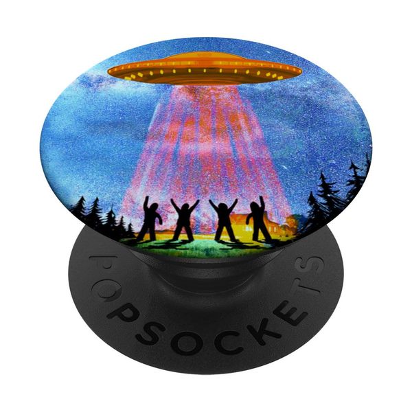 Ufo Abduction Hovering Aliens Flying Saucer Graphic PopSockets Standard PopGrip