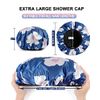 YIZIJIZI Terry Lined Triple Layer Large Shower Cap for Women, Reusable Shower Caps for Long Thick Hair, Waterproof Washable Soft Bath Shower Caps for Hair Care
