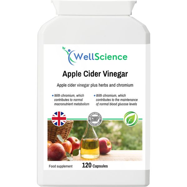 WellScience Apple Cider Vinegar with Chromium & Herbs for Metabolism, Digestion & Blood Sugar Support