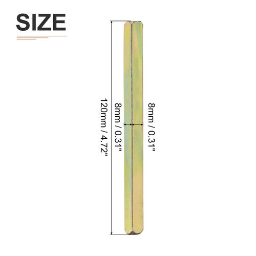 DTGN 120mmx8mm(LxW) Door Knob Spindle - 1Pack - Good for Most Mortise Type Door Knobs - Iron Square Drive System Spindle Replacement Door Handle Parts - Golden