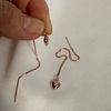 Rose Gold Dipped Sterling Silver Puffed Heart Pull Through Earrings