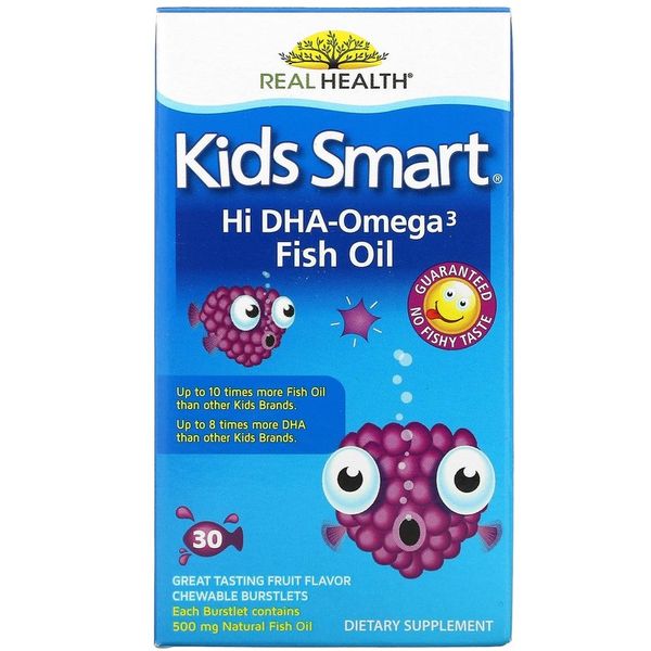 Bioglan Kids Smart High-Dose DHA-Omega-3 Fish Oil Delicious Berry Flavor Chewable Burst 30 Pieces