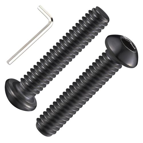 Wensilon (50Pcs) 1/4-20 * 1-3/4 Button Head Socket Cap Bolts Screws, 304 Black Stainless Steel, Allen Hex Drive, Bright Finish, Fully Machine Thread