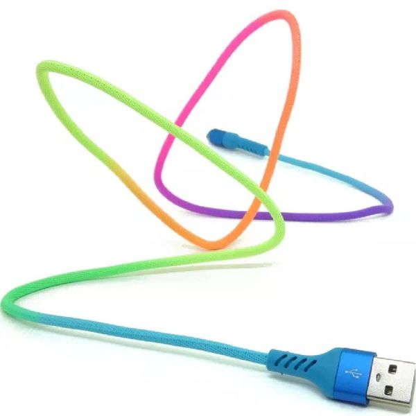 V.S.P. Blue Rainbow USB Cable USB Data Transfer/Sync & Charging Cable with Metal Connector (compatible with/fits apple iPhones)