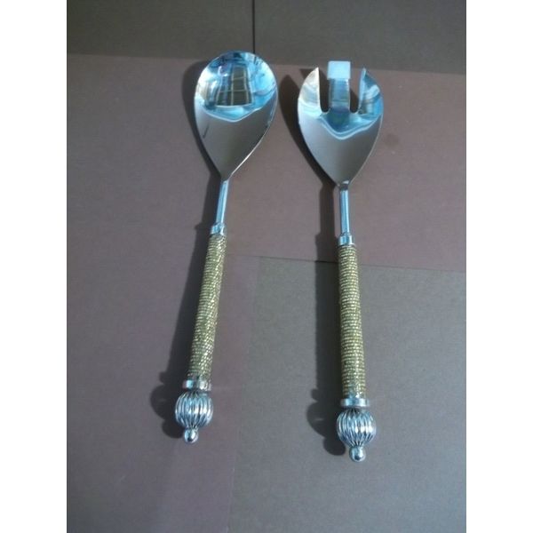 Pottery Barn Beaded Salad Servers: NIB: 12" Long