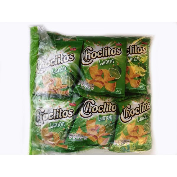 CHOCLITOS Sabor Limon 12 Packs de 27 grs c/u - Corn Chips Lime Flavor 12 Packs of 95 oz each.